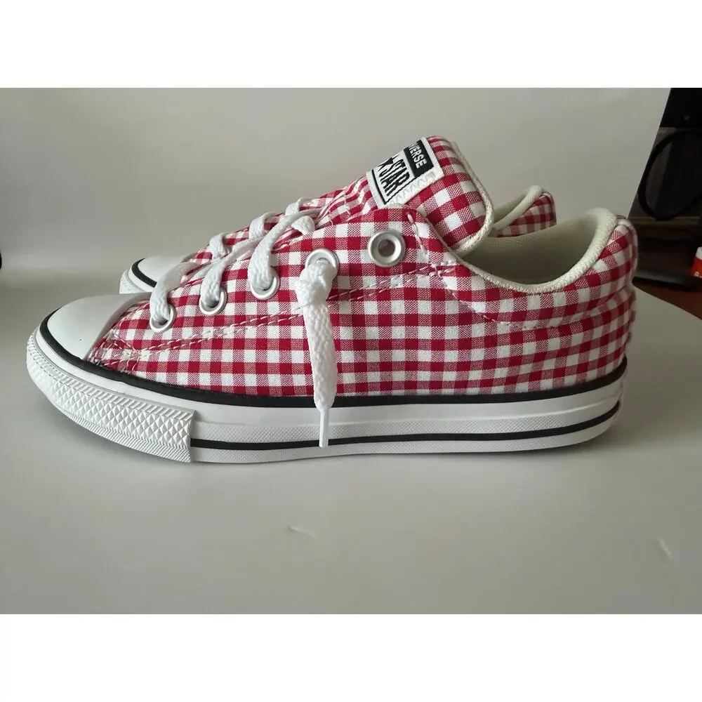 Converse Chuck Taylor All Star Street Slip Gingham Red White Youth Size 2 NIB